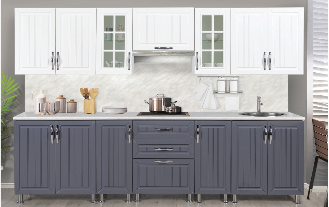 ahu  mətbəxt ağ boz 3 metr_image